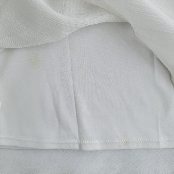 BCX White Sleeveless Sheer Chiffon Ruffle Top Black Trim Women's Size XL Junior - Picture 3 of 11